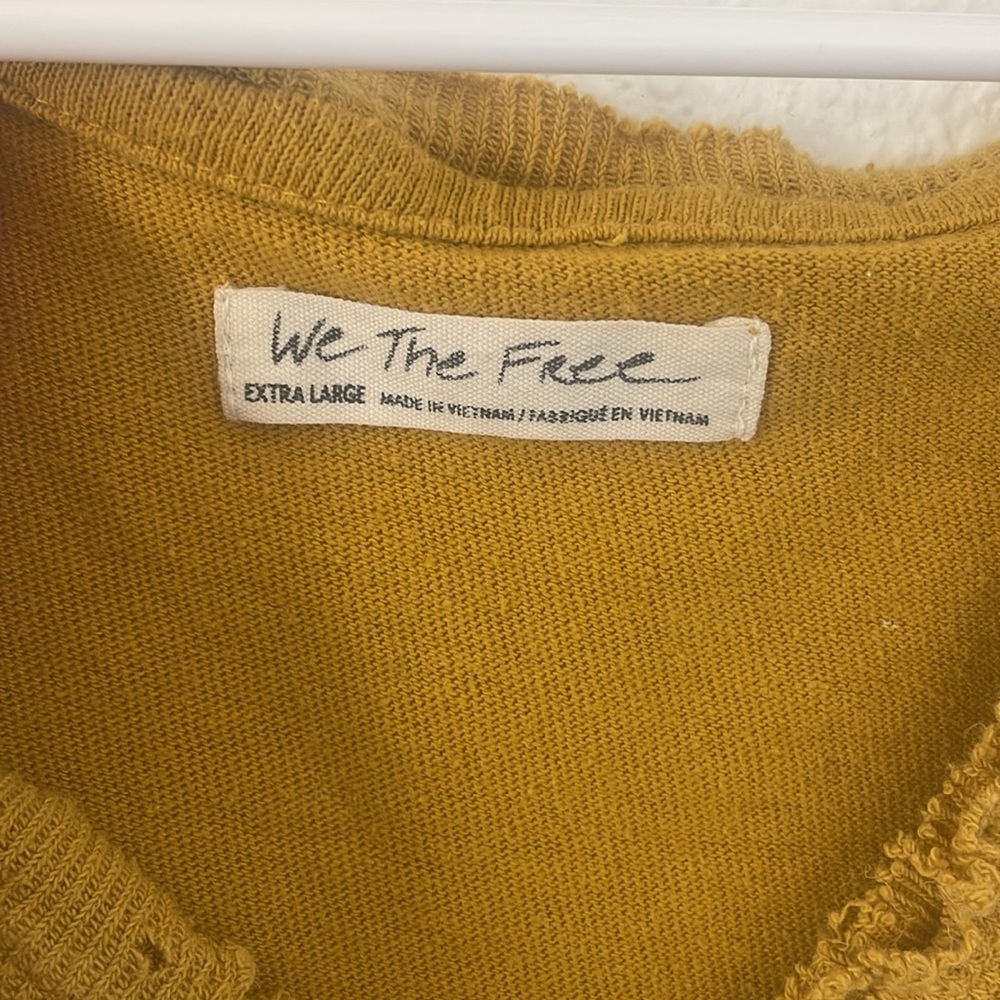 We The Free Mustard Distressed Short Sleeve Tee - Picture 3 of 3